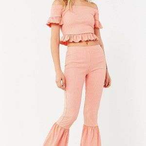 Peach Ruffle Pants Set
